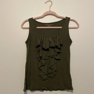 Olive green ruffle tank top
